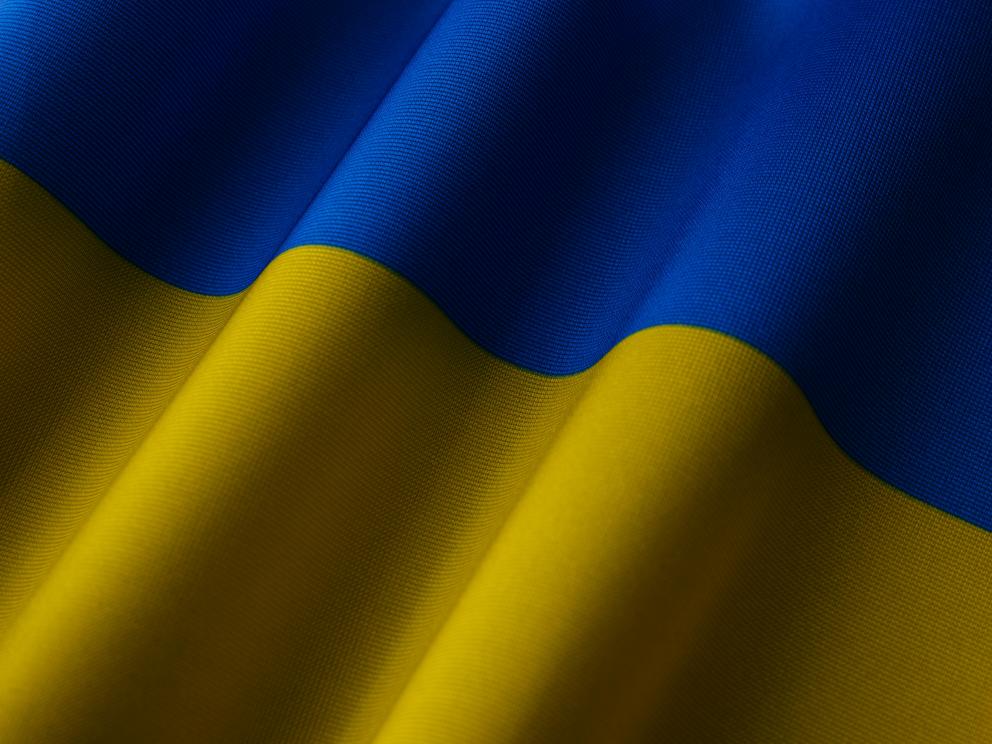 Image shows the blue and yellow colours of the Ukrainian flag