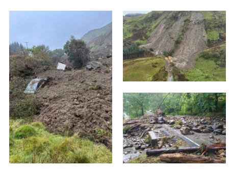 various pictures of landslip at A816