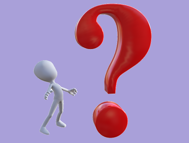 A stylised person looks up at a red question mark