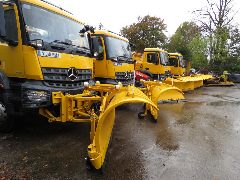 Gritters in depot yard