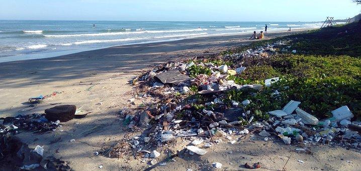 litter on a beach