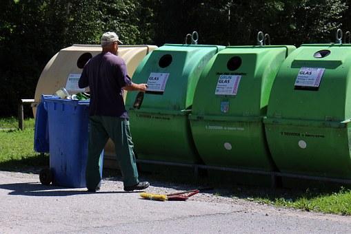 Line of bottle banks for recycling