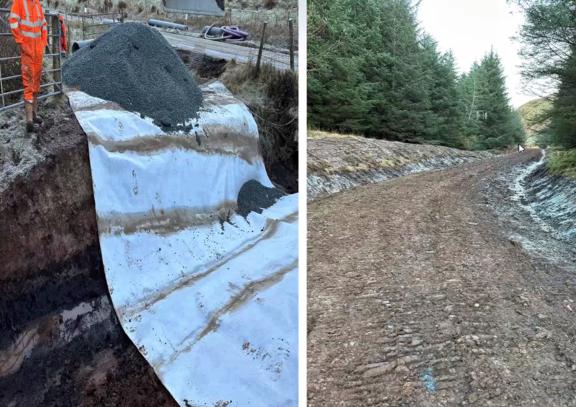 A816 landslip at Ardfern - 29th November - work progressing on the emergency road