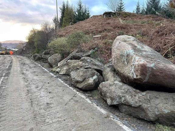 Boulders at Ardfern landslip 4th November 2023