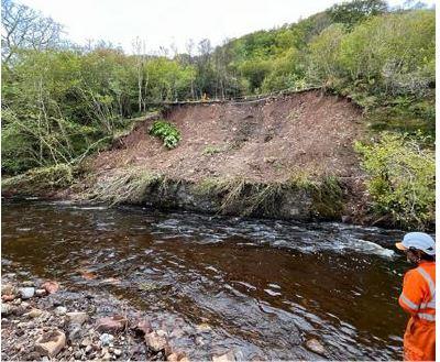 Damaged embankment at Scammadale