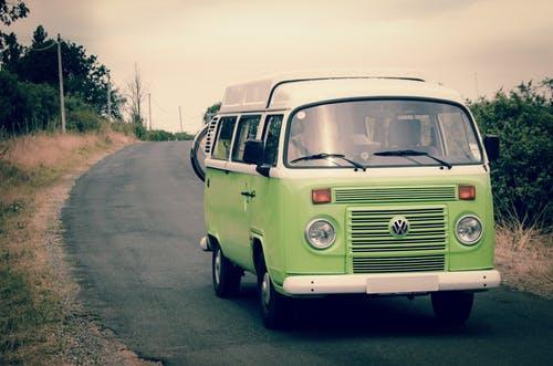 Green camper van