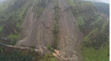 Image shows the landslip at Ardfern 