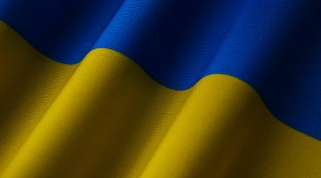 The blue and yellow colours of the Ukrainian flag