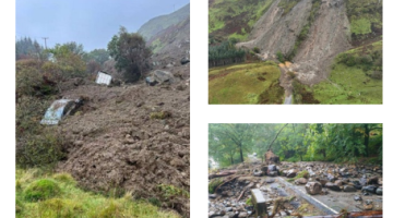 various pictures of landslip at A816