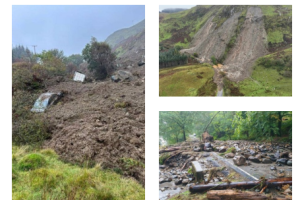 various pictures of landslip at A816