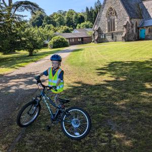 Julia Barr sent in this photo of her son William on a charity cycle ride.